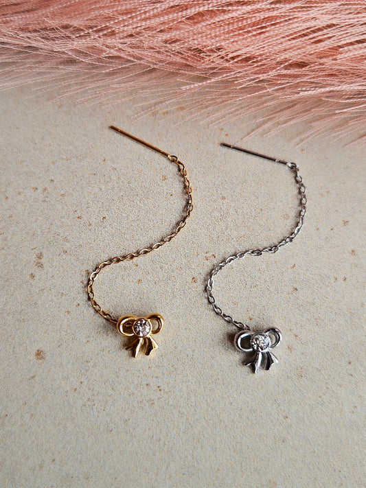 Orecchino Saliscendi Fiocco Con Zircone