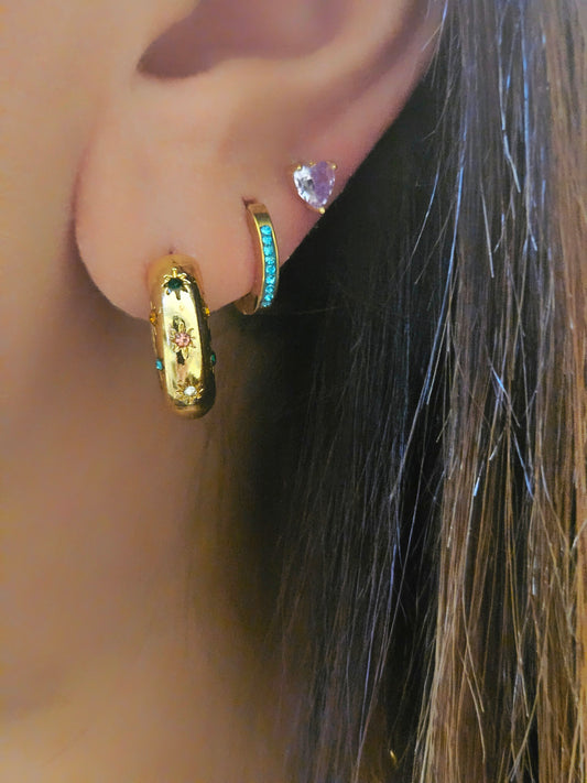 Orecchino Hoop Strass Rainbow