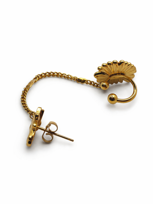 Monorecchino Catena Lobetto con Earcuff Girasole