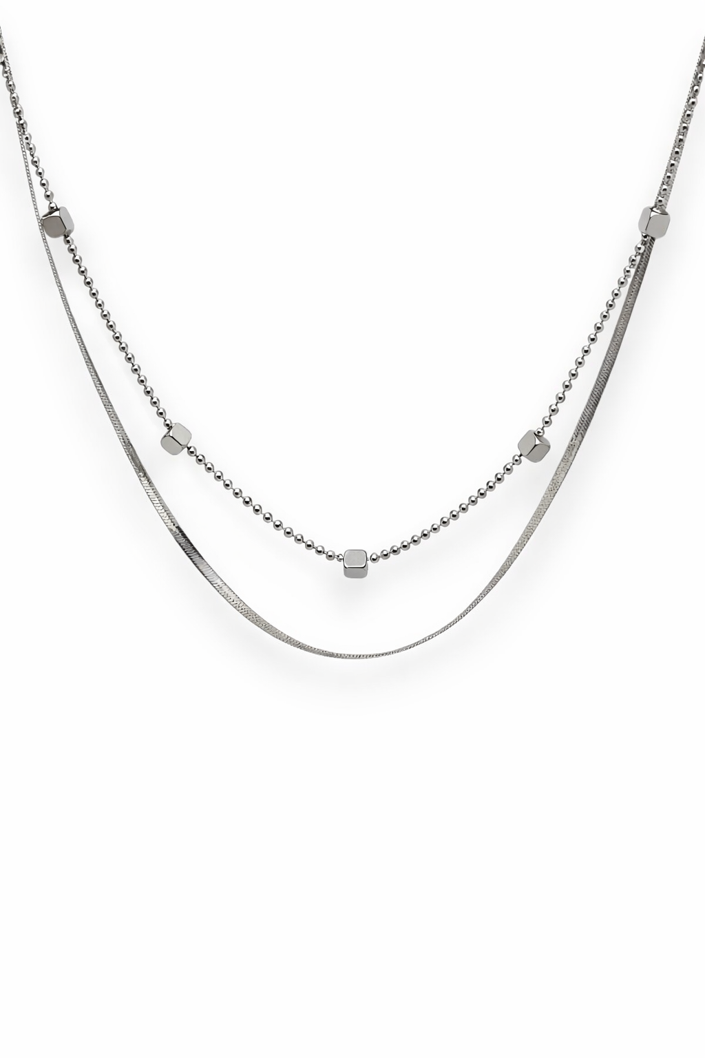 Collana Doppia Snake e Quadratini