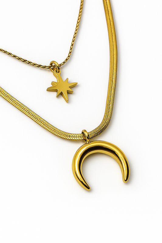 Collana Doppia Stella Luna