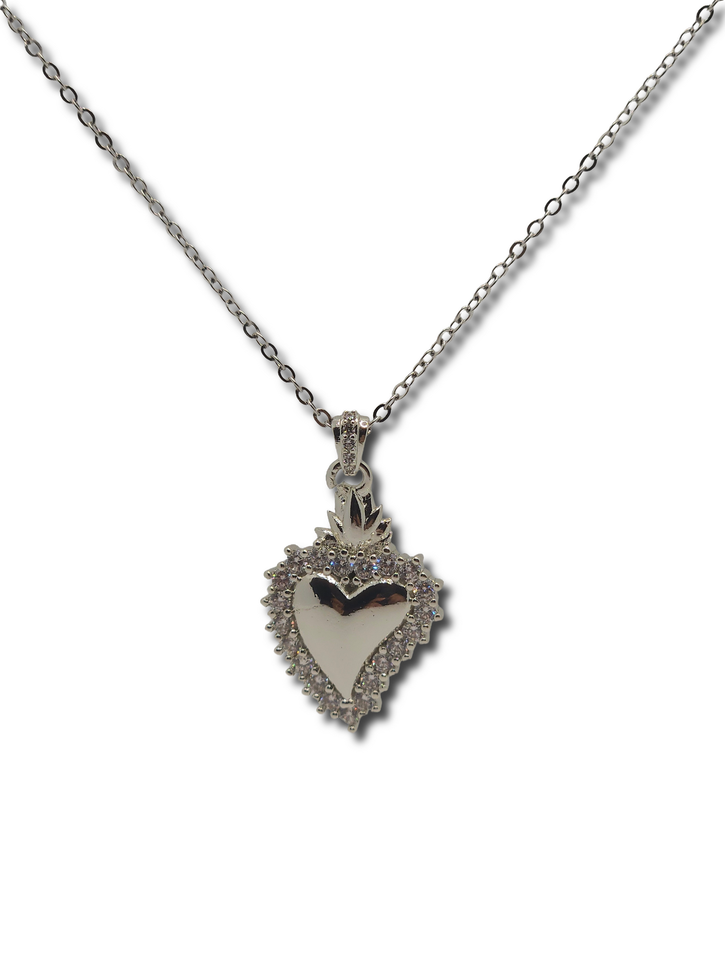 Collana Cuore Sacro Zirconi