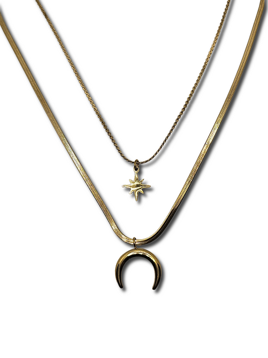 Collana Doppia Stella Luna
