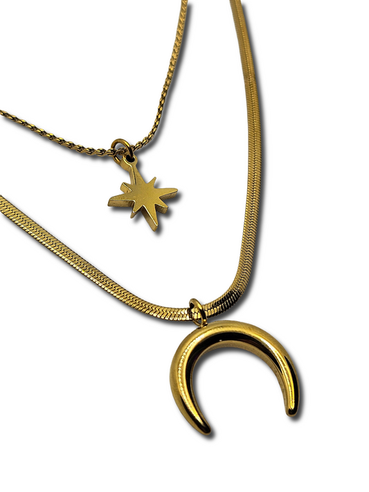 Collana Doppia Stella Luna