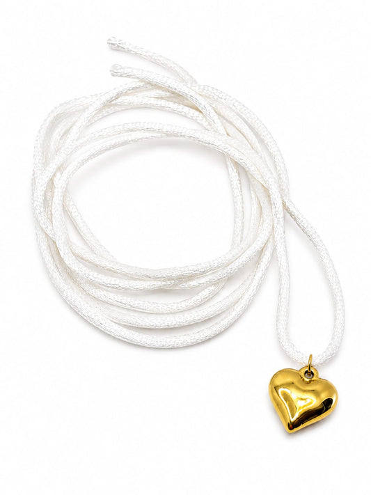 Collana Cordino Bianco e Ciondolo Cuore