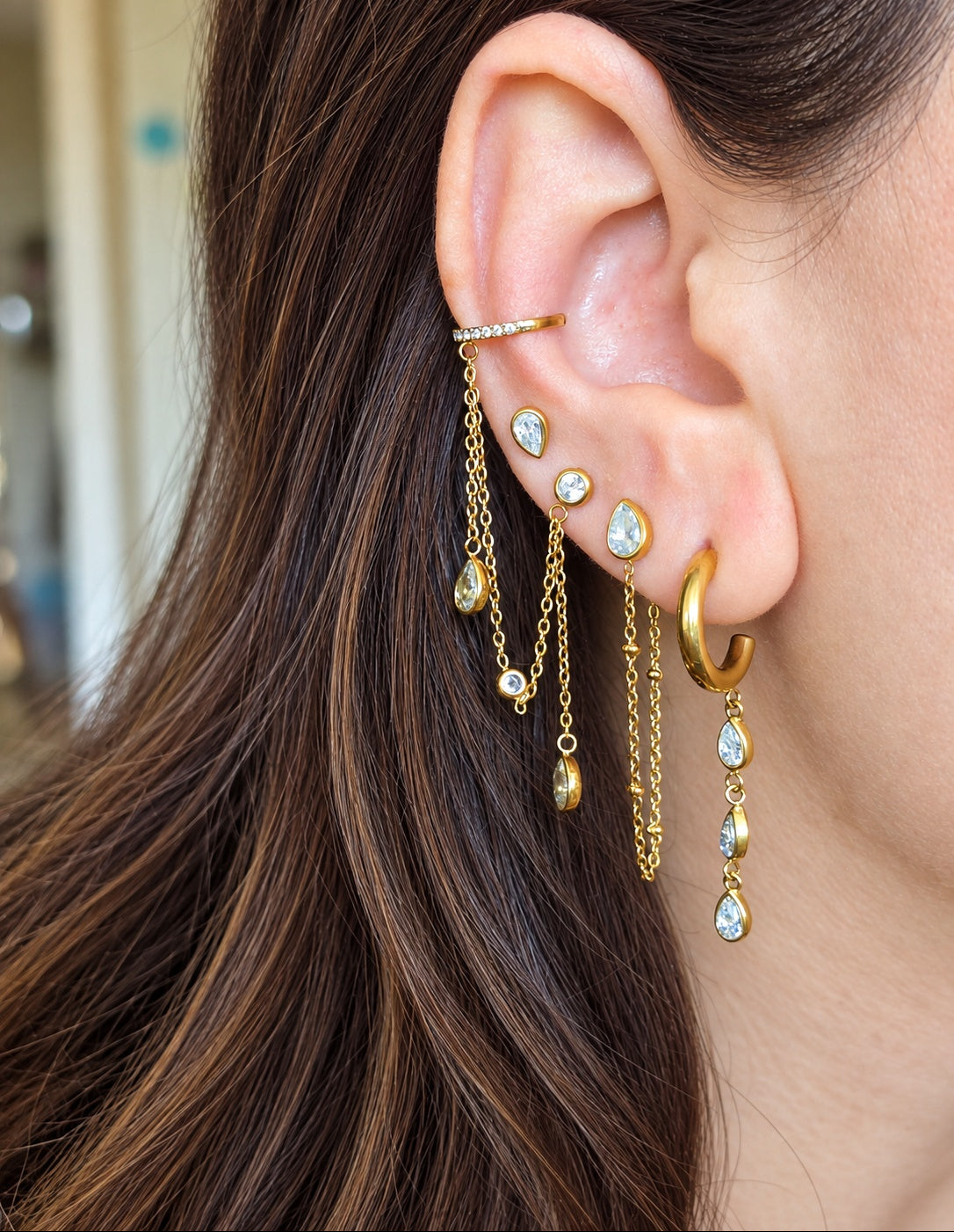 Orecchino Goccia con ear cuff