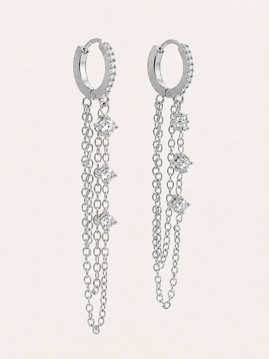 Orecchini Hoop Milky Chain