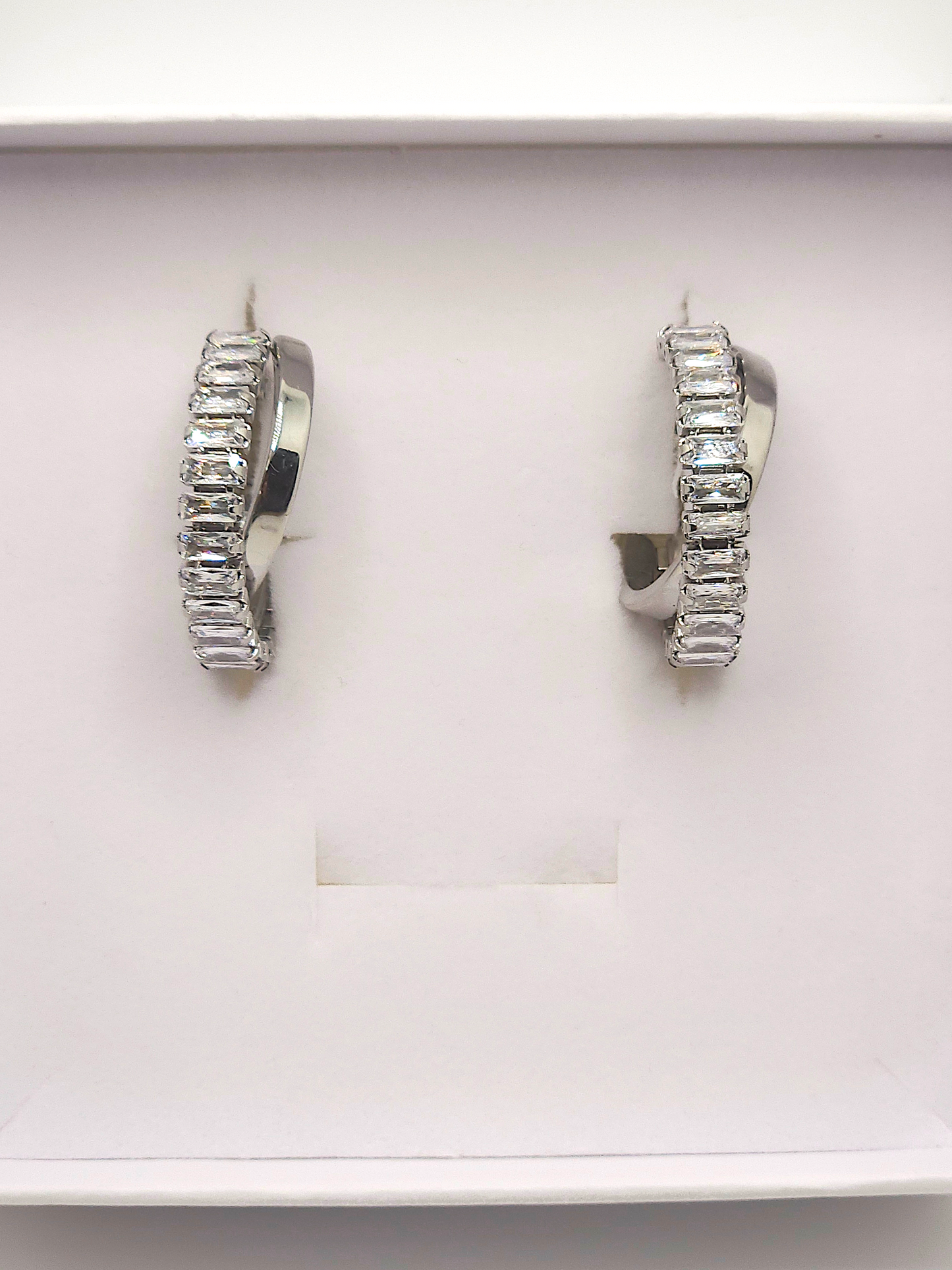 Orecchini Doppia Fascia Baguette