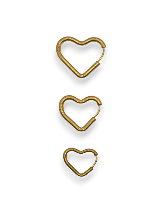 Set Orecchini Hoop Cuore 3 Paia