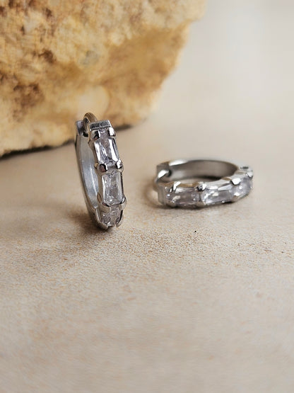 Orecchini Hoop Mini Multi Baguette