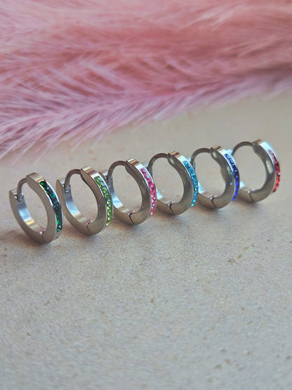 Orecchino Hoop Strass Rainbow