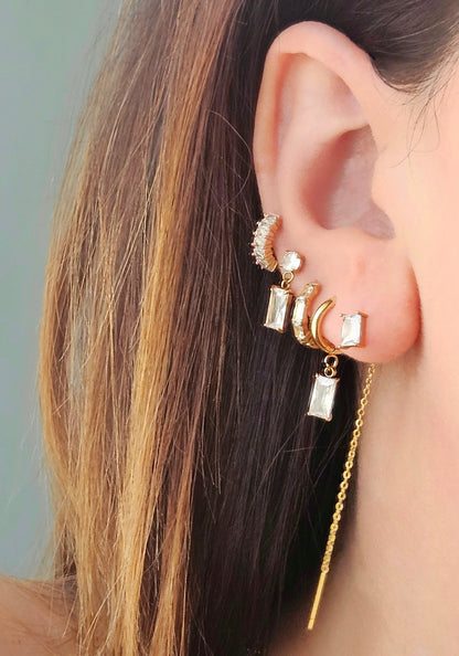 Orecchini Hoop Mini Multi Baguette