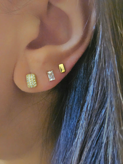 Orecchini Lobetto Mini Baguette Placca