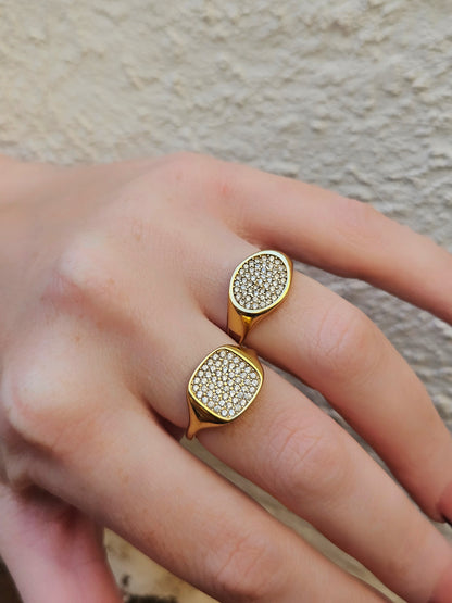 Anello Chevalier Pavè Quadrato