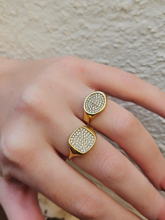 Anello Chevalier Pavè Quadrato