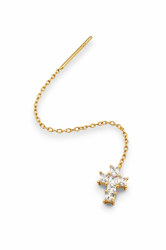 Orecchino Saliscendi Croce Baby