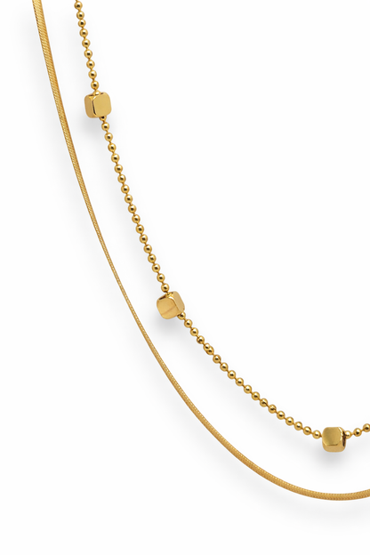 Collana Doppia Snake e Quadratini