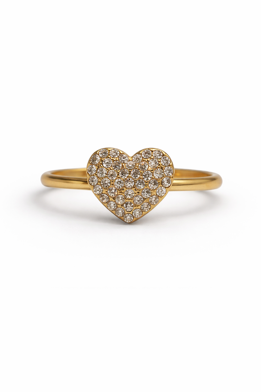 Anello Regolabile Cuore Pavè