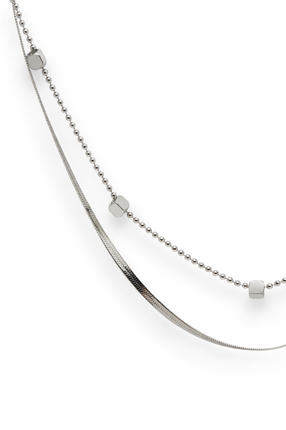 Collana Doppia Snake e Quadratini
