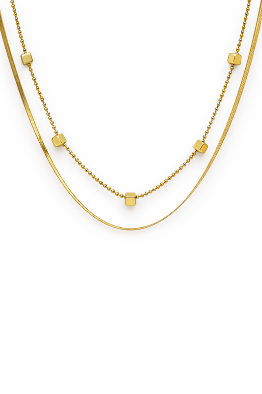 Collana Doppia Snake e Quadratini