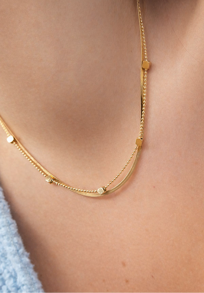 Collana Doppia Snake e Quadratini