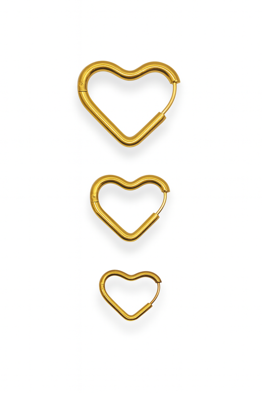 Set Orecchini Hoop Cuore 3 Paia