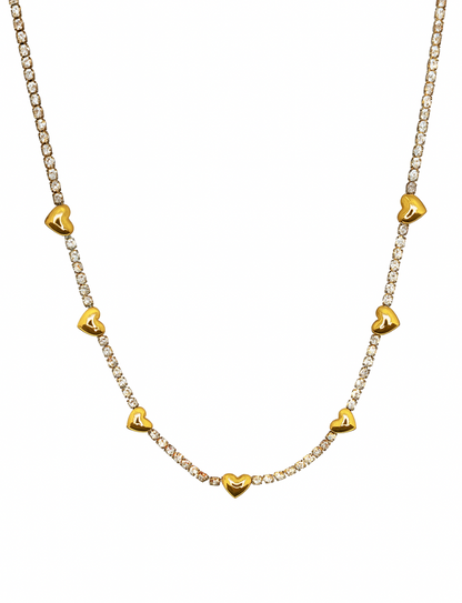 Collana Tennis Cuori Bold