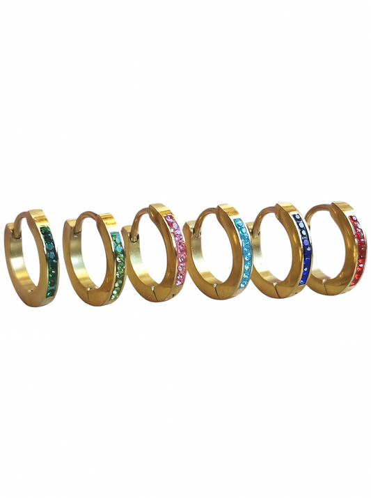 Orecchino Hoop Strass Rainbow