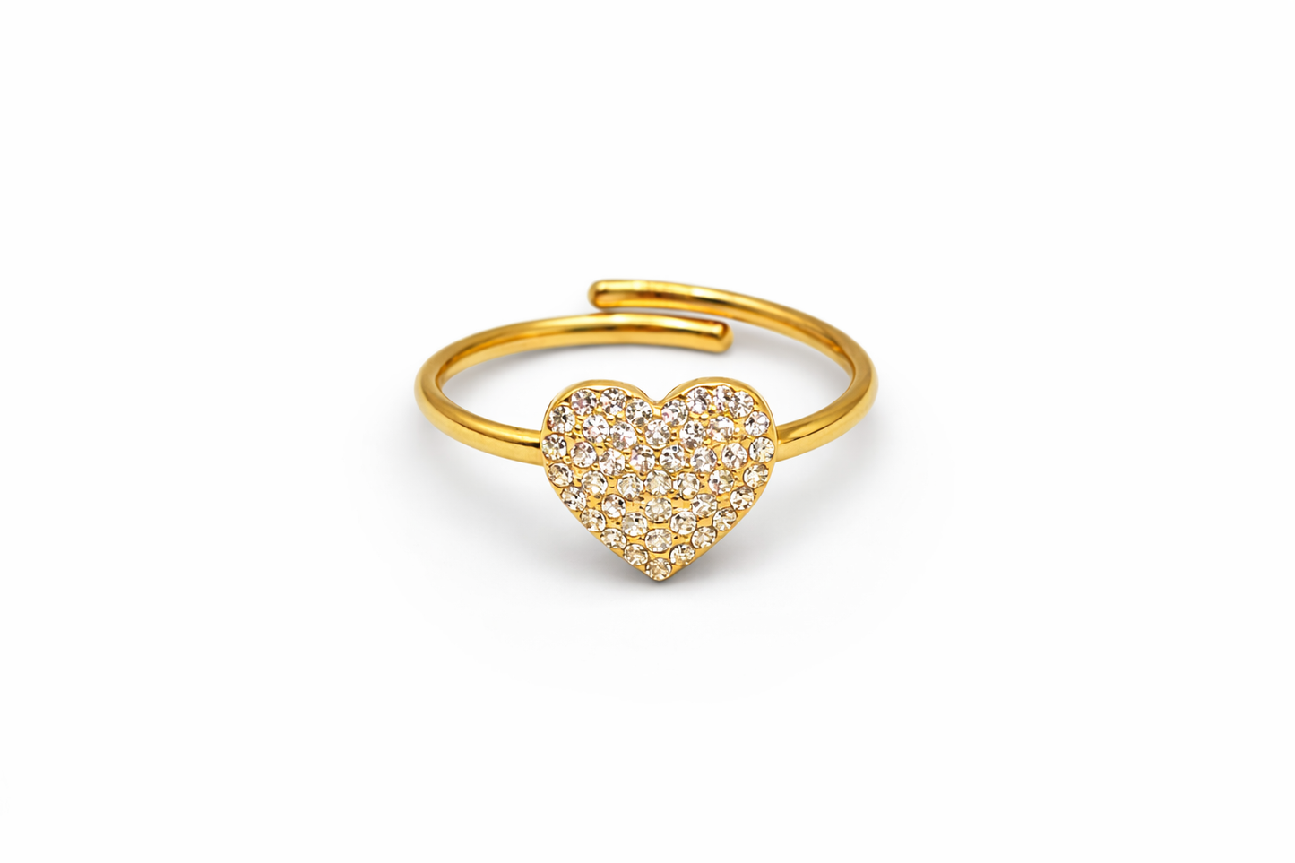 Anello Regolabile Cuore Pavè