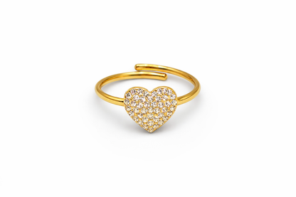 Anello Regolabile Cuore Pavè