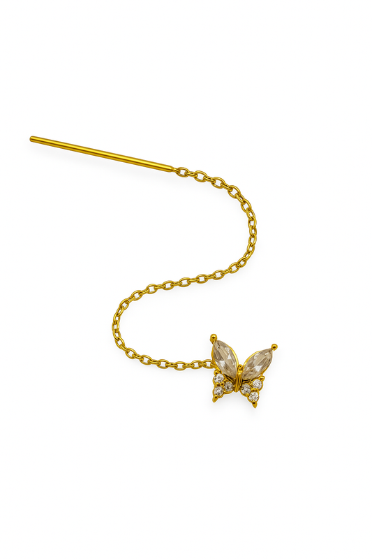 Orecchino Saliscendi Farfalla con Zirconi