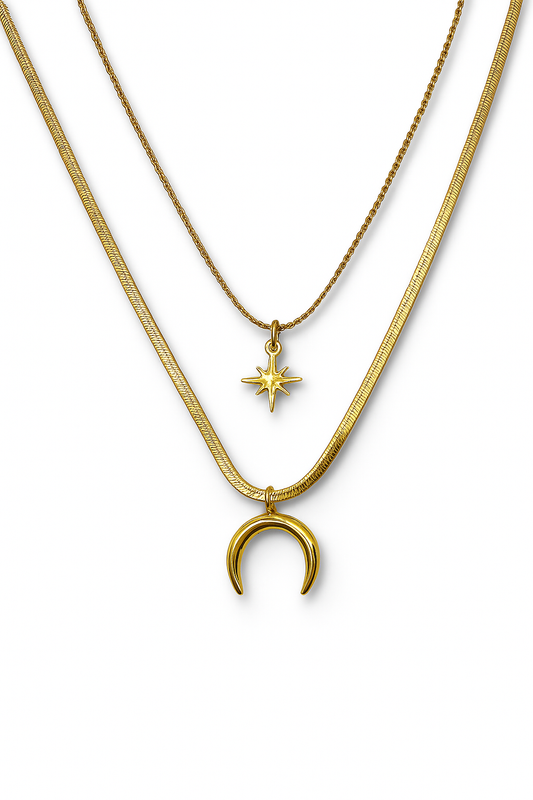 Collana Doppia Stella Luna