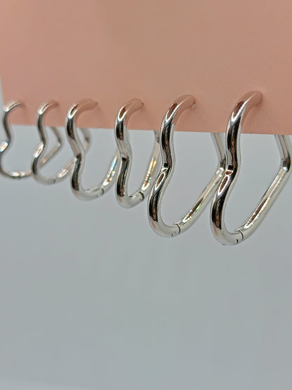 Set Orecchini Hoop Cuore 3 Paia