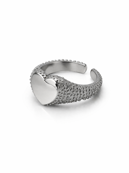 Anello Impero Cuore Martellato Personalizzabile