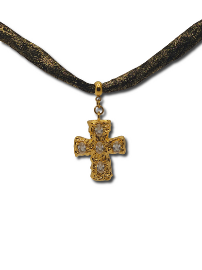 Collana Tessuto Con Croce