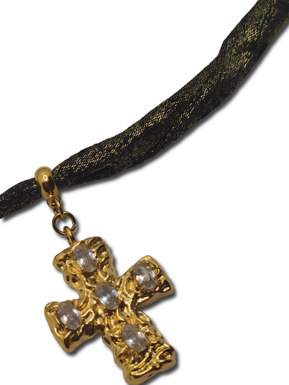 Collana Tessuto Con Croce