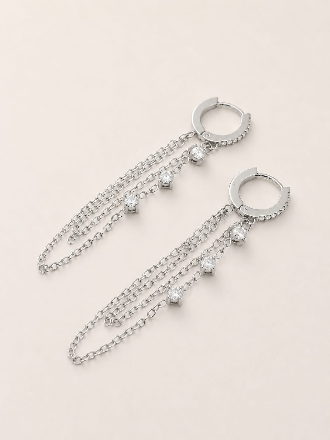 Orecchini Hoop Milky Chain