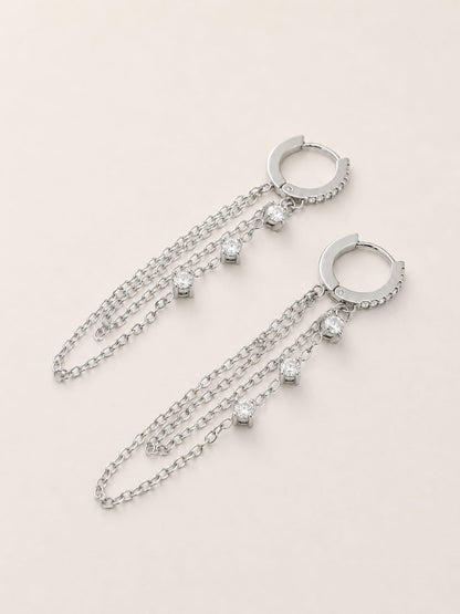 Orecchini Hoop Milky Chain