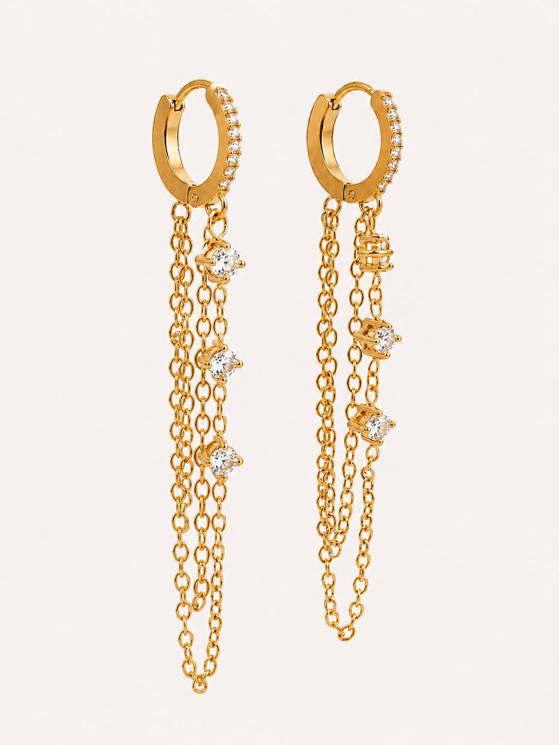 Orecchini Hoop Milky Chain