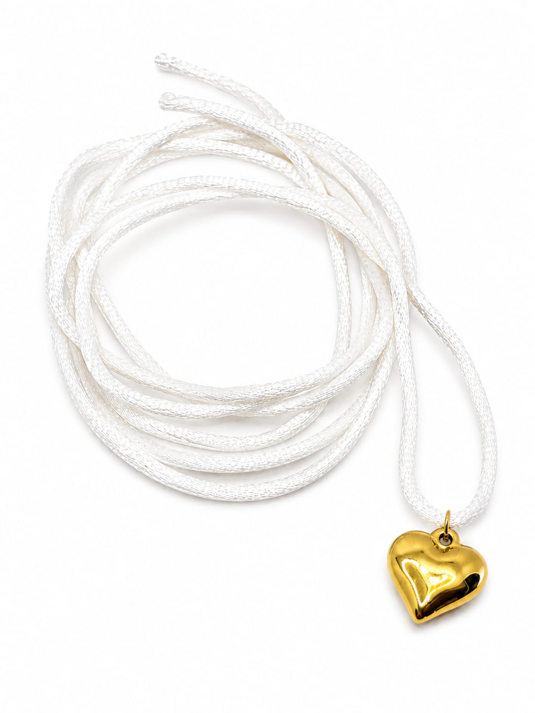 Collana Cordino Bianco e Ciondolo Cuore