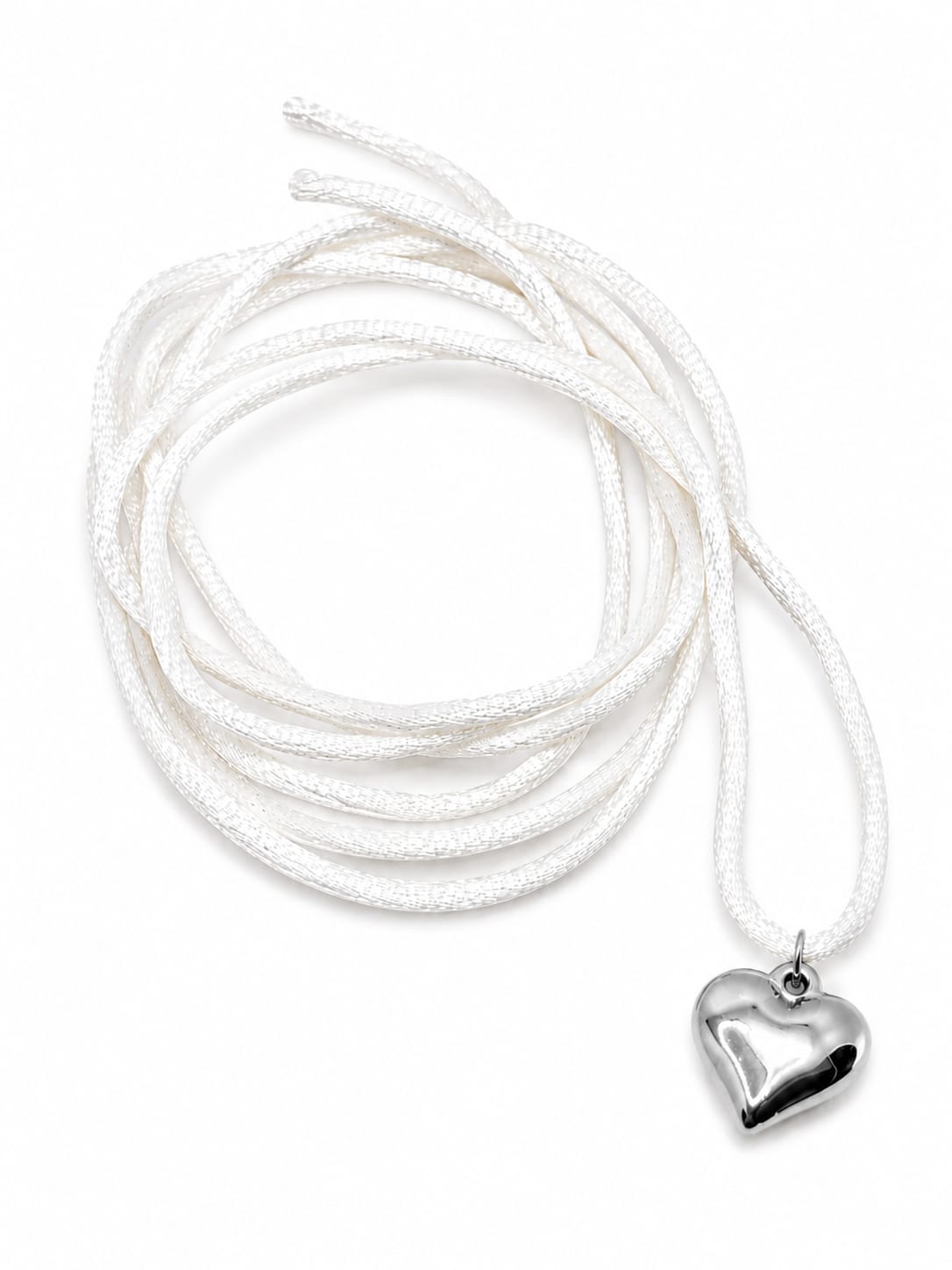 Collana Cordino Bianco e Ciondolo Cuore