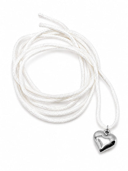 Collana Cordino Bianco e Ciondolo Cuore
