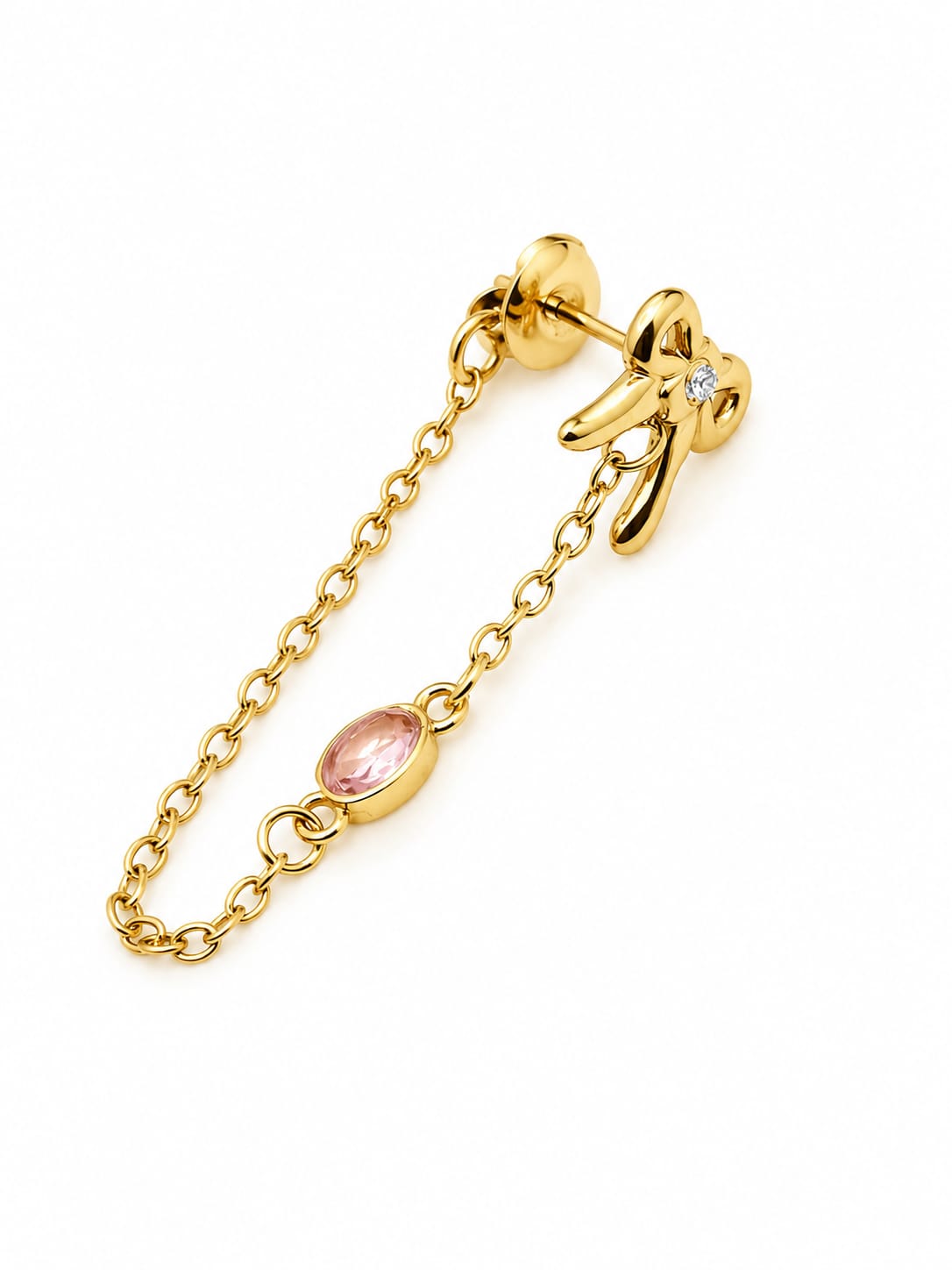 Orecchino Bow Chain Rosè