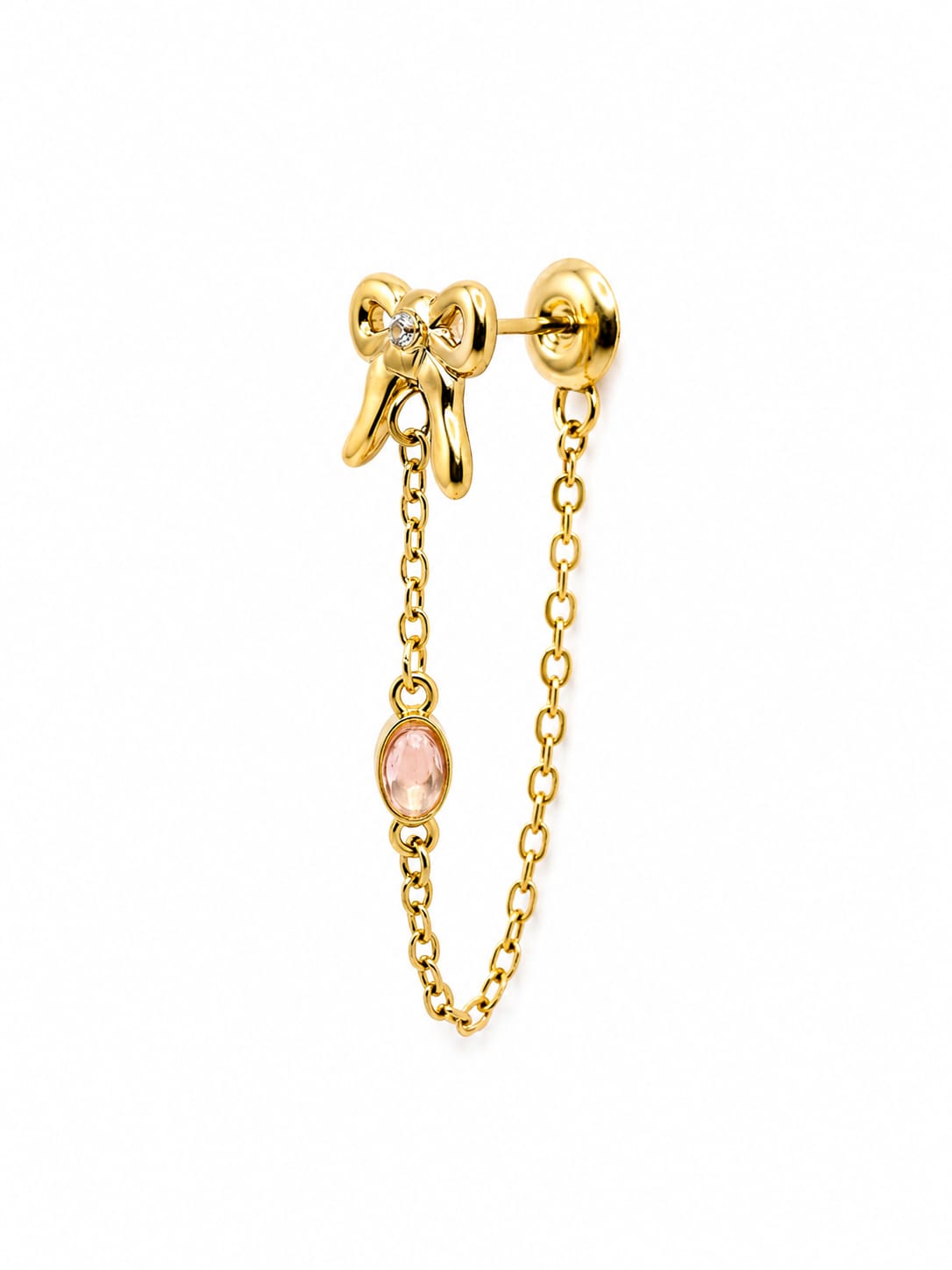Orecchino Bow Chain Rosè