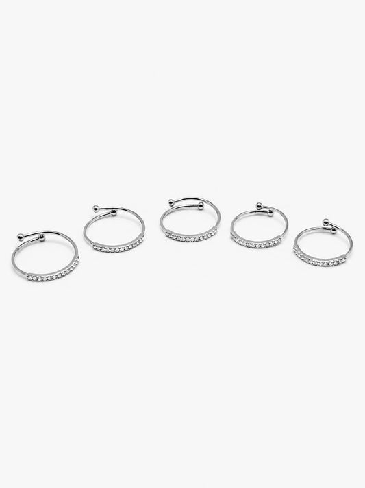Set 5 fedine regolabili strass