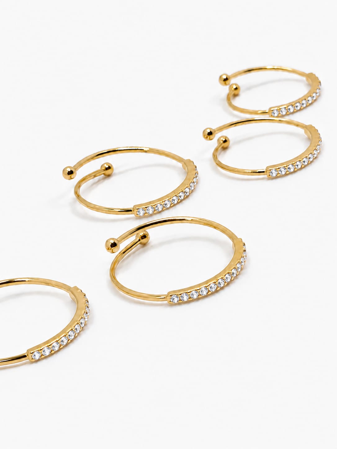 Set 5 fedine regolabili strass