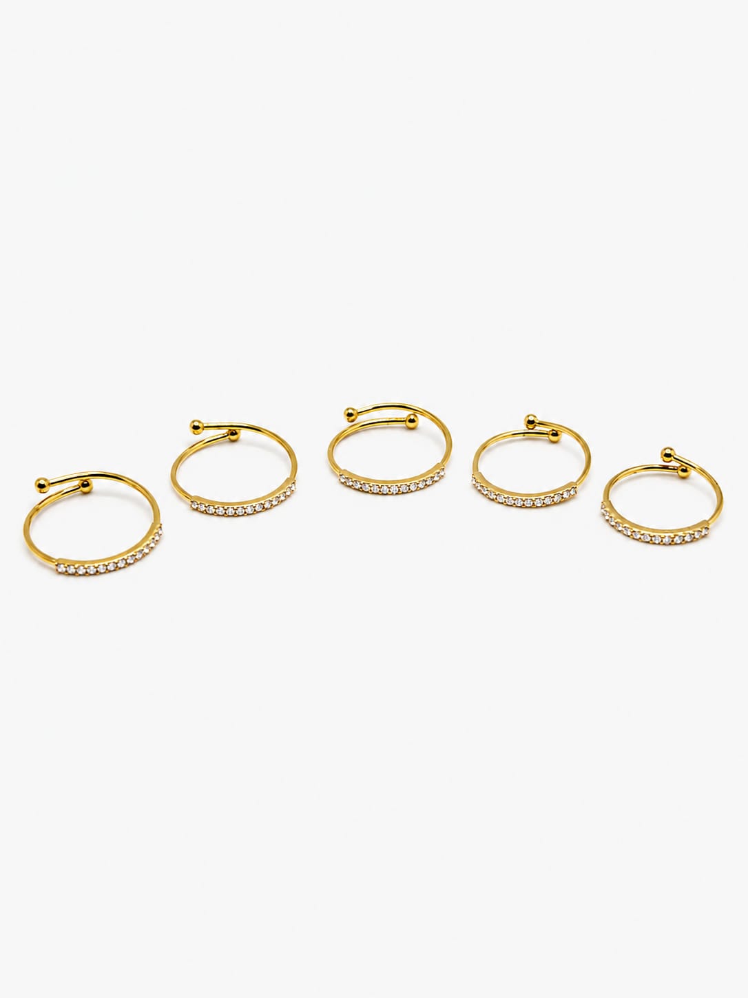Set 5 fedine regolabili strass