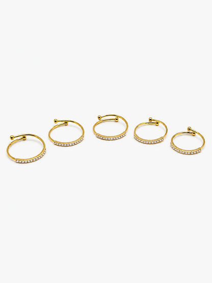 Set 5 fedine regolabili strass