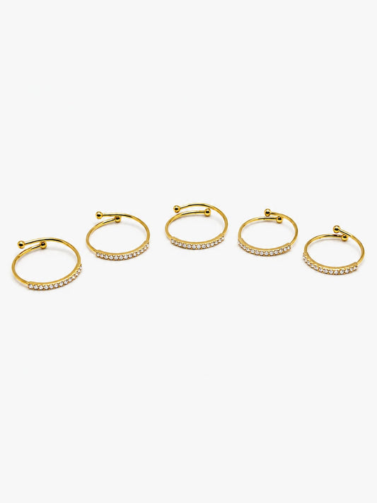 Set 5 fedine regolabili strass