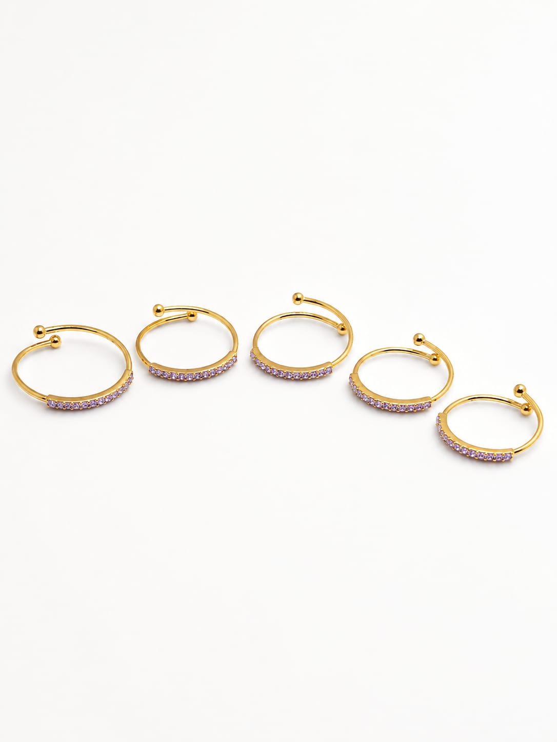 Set 5 fedine regolabili strass colorati